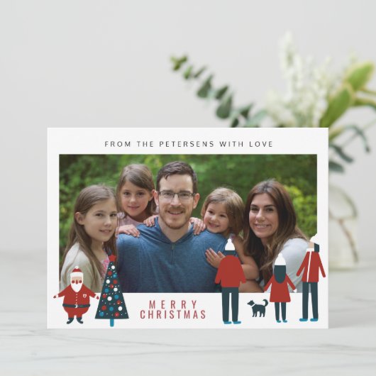 メリークリスマス北欧おもしろい家族の写真 シーズンカード (スタンド正面)