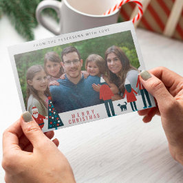 メリークリスマス北欧おもしろい家族の写真 シーズンカード