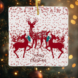 メリークリスマス北欧トナカイ雪スカンディア セラミックオーナメント