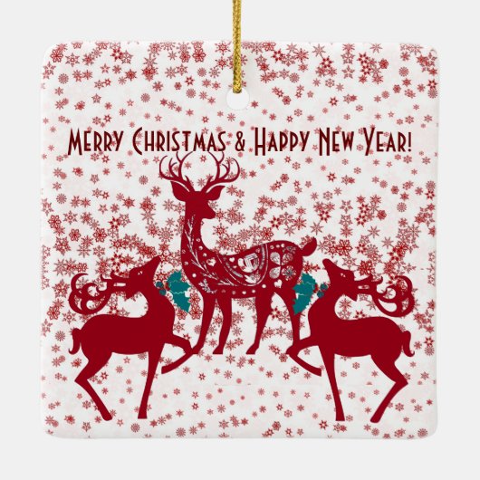 メリークリスマス北欧トナカイ雪スカンディア セラミックオーナメント (裏面)