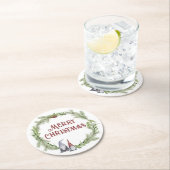 メリークリスマス北欧フォークアート格言リース ラウンドペーパーコースター (インサイチュ)