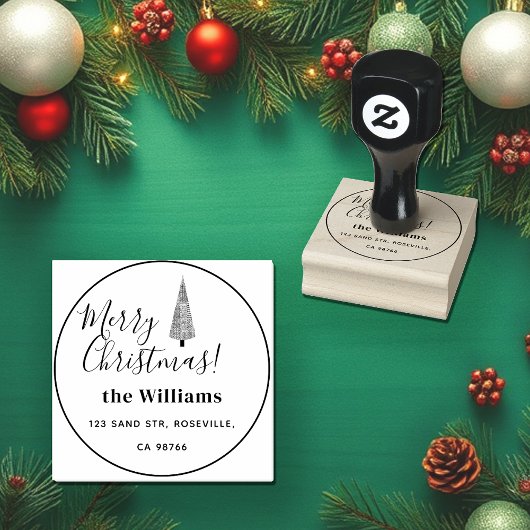 メリークリスマス千鳥格子のの木 ラバースタンプ