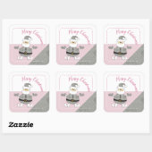 メリークリスマス千鳥格子のファッションサンタ スクエアシール (シート)