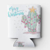 メリークリスマス南西部サボテンのライトツリー雪 缶クーラー (裏面)