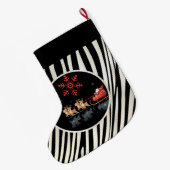 メリークリスマス及び明けましておめでとう! ギフトサンタ ラージクリスマスストッキング (裏面 (吊り時))