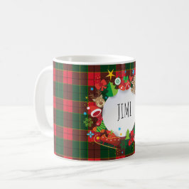 メリークリスマス及び明けましておめでとう! スコットランドパターン コーヒーマグカップ