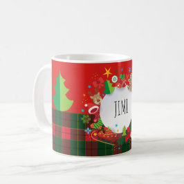 メリークリスマス及び明けましておめでとう! スコットランドパターン コーヒーマグカップ