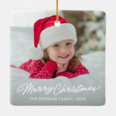 メリークリスマス可愛いシンプル一枚写真 セラミックオーナメント (裏面)
