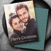 メリークリスマス可愛い点々のあるストライプの緑の写真 シーズンカード