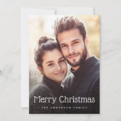 メリークリスマス可愛い点々のあるストライプの緑の写真 シーズンカード (正面)