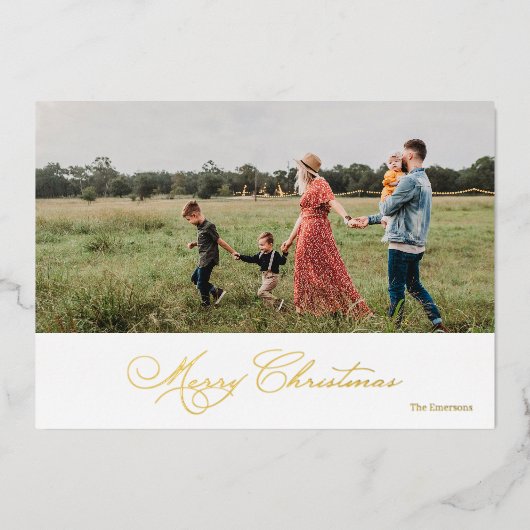 メリークリスマス台本のある優雅さ 箔シーズンカード (正面)