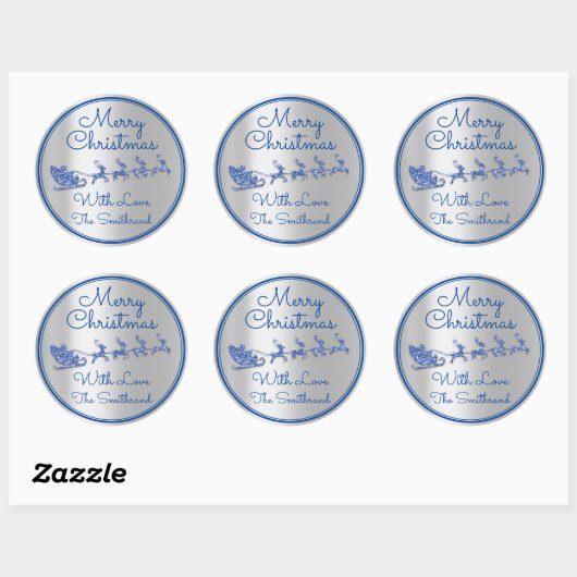メリークリスマス名グレースレイサンタディアシルバー ラウンドシール (シート)
