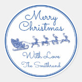 メリークリスマス名グレースレイサンタディアホワイト ラウンドシール (正面)