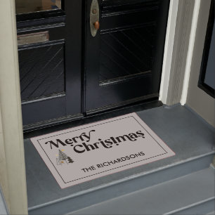 メリークリスマス名スカンジナビアのクリスマスツリー ドアマット