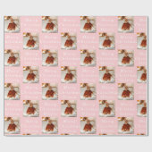 メリークリスマス名ピンクホワイトフォトコラージュ ラッピングペーパー (フラット)