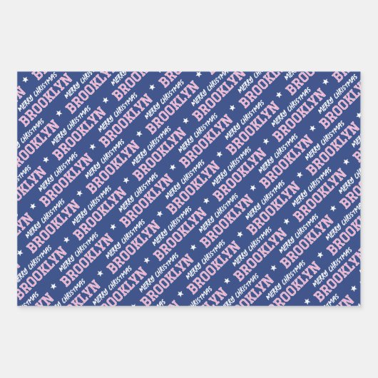 メリークリスマス名モノグラムピンクの海軍10代の少女 ラッピングペーパーシート (正面)