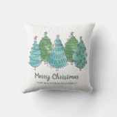 メリークリスマス名前をカスタムするクリスマスツリーズグリーン クッション (裏面)