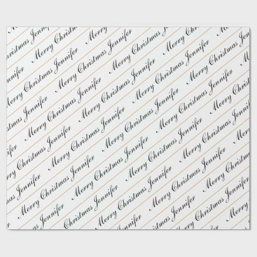 メリークリスマス名前をカスタムするシックパーソナライズされた ラッピングペーパー (フラット)