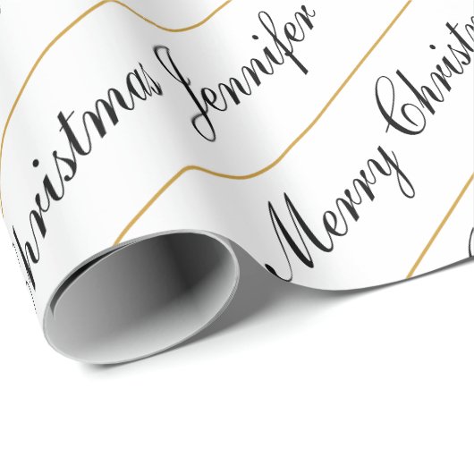メリークリスマス名前をカスタムするシックパーソナライズされた ラッピングペーパー (ロールコーナー)