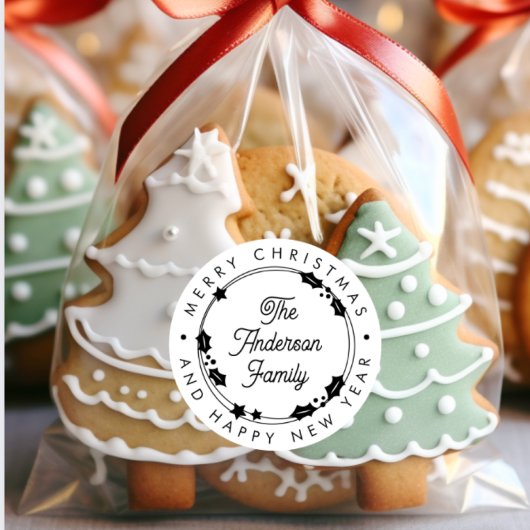 メリークリスマス名前をカスタムするスクリプトホリーリース ラウンドシール