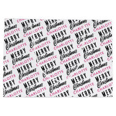 メリークリスマス名前をカスタムするピンクトレンディー ラージペーパーバッグ (裏面)