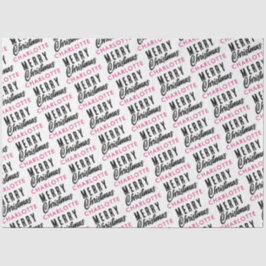 メリークリスマス名前をカスタムするピンクトレンディー 薄葉紙