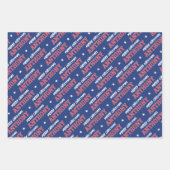 メリークリスマス名前をカスタムするモノグラムネイビーレッド ラッピングペーパーシート (正面)