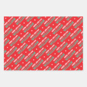 メリークリスマス名前をカスタムするモノグラムレッドグリーン ラッピングペーパーシート (正面)