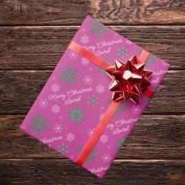 メリークリスマス名前をカスタムするラッピング紙 ラッピングペーパー