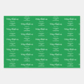 メリークリスマス名前をカスタムするレッドホワイトグリーン ラッピングペーパーシート (正面2)