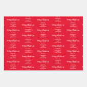 メリークリスマス名前をカスタムするレッドホワイトグリーン ラッピングペーパーシート (正面)