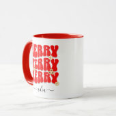 メリークリスマス名前をカスタムするレトログルーヴィボホ マグカップ (正面左)