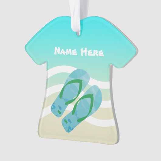 メリークリスマス名前をカスタムする熱帯ビーチ波 オーナメント (正面)