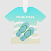 メリークリスマス名前をカスタムする熱帯ビーチ波 オーナメント (裏面)