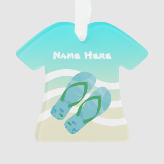 メリークリスマス名前をカスタムする熱帯ビーチ波 オーナメント (正面)