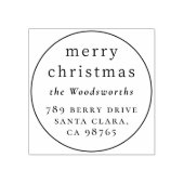メリークリスマス名前をカスタムする&差出人住所ラウンド ラバースタンプ (インプリント)