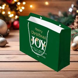 メリークリスマス名台本素朴緑 ラージペーパーバッグ