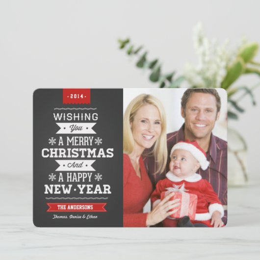 メリークリスマス名門私立校風のシャルボード2014フォトカード シーズンカード (スタンド正面)