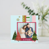 メリークリスマス和紙テープパーソナライズされた写真 シーズンカード (スタンド正面)
