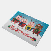 メリークリスマス四頭の小豚 ドアマット (アングル)