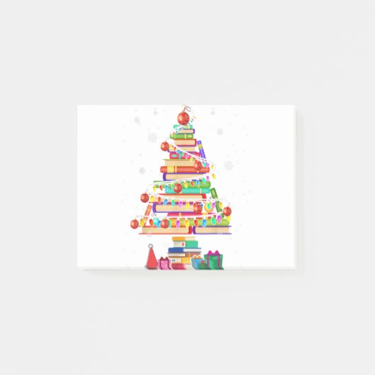 メリークリスマス図書館ツリーかわいい本の恋人libra ポストイット (正面)