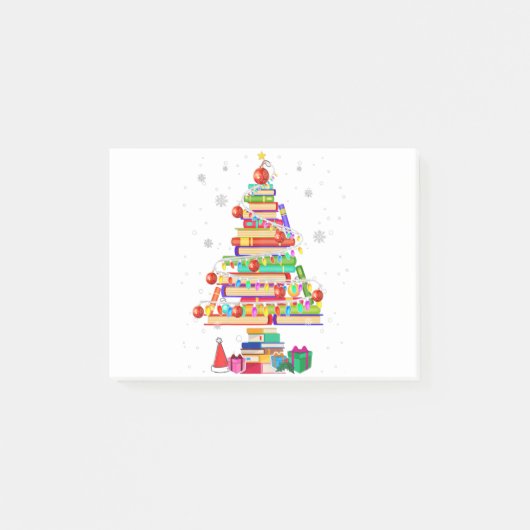 メリークリスマス図書館ツリーかわいい本好き ポストイット (正面)
