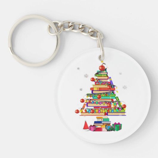 メリークリスマス図書館ツリー キーホルダー (正面)