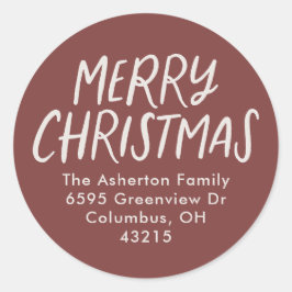 メリークリスマス型マルーンシンプル差出人住所 ラウンドシール