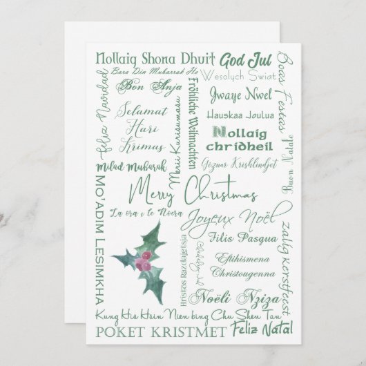 メリークリスマス多言語対応タイポグラフィ シーズンカード (正面/裏面)