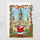 メリークリスマス大聖堂サンタ シーズンカード (正面/裏面)