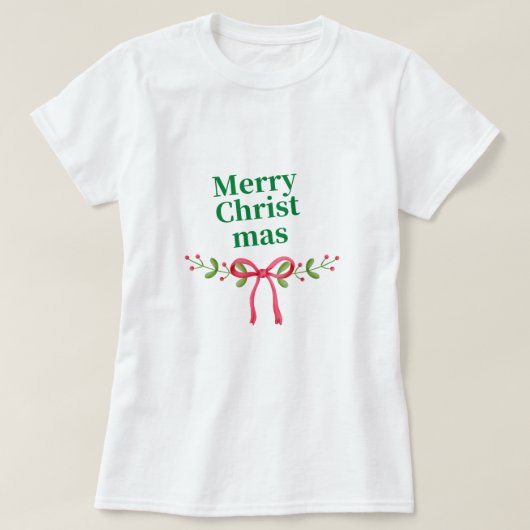 メリークリスマス女子Tシャツホワイト Tシャツ (デザイン正面)