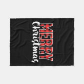 メリークリスマス女性男性赤バッファロープレイドX フリースブランケット (正面(横))