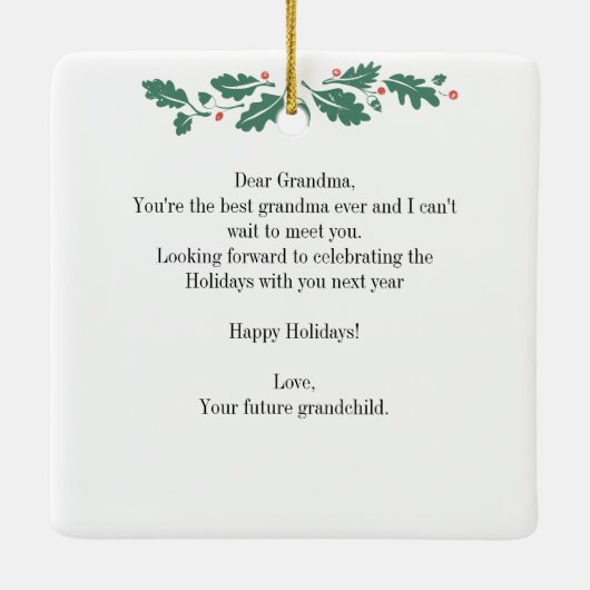 メリークリスマス妊娠超音波祖母 セラミックオーナメント (裏面)