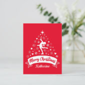 メリークリスマス姿スケートで滑るはがき ポストカード (スタンド正面)